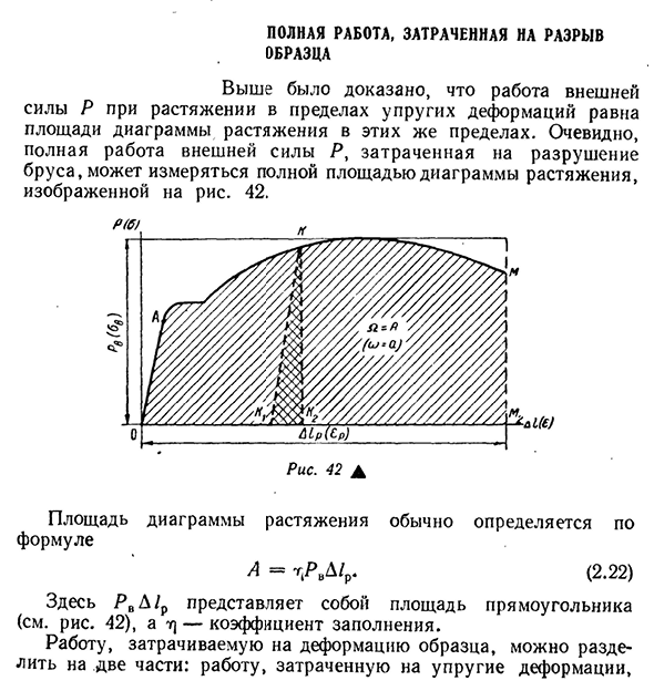 Полная работа, затраченная на разрыв образца