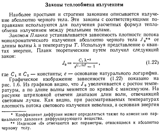 Законы теплообмена излучением