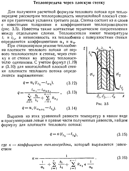 Теплопередача через плоскую стенку