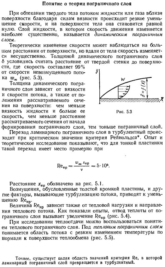 Понятие о теории пограничного слоя