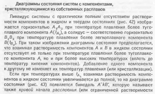 Диаграммы состояния систем с компонентами, кристаллизующимися из собственных расплавов