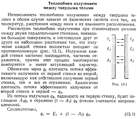 Теплообмен излучением между твердыми телами