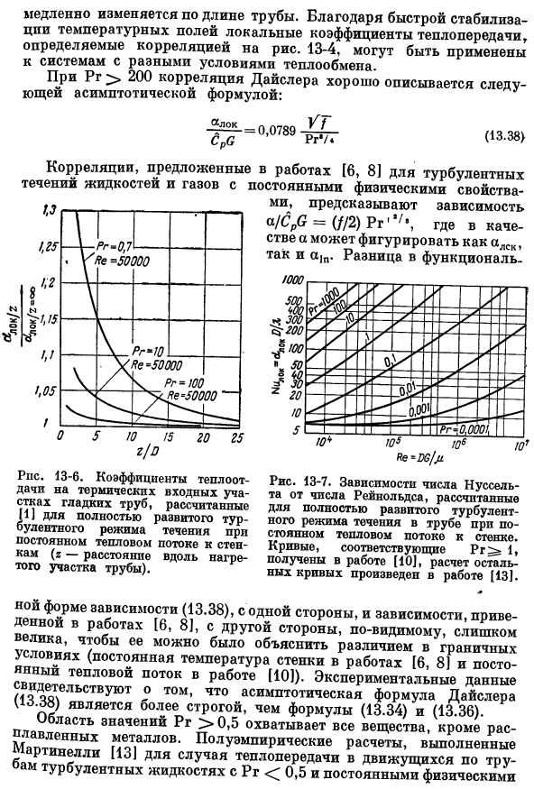 Коэффициенты теплоотдачи при вынужденной конвекции в трубах