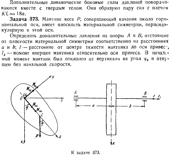 Давление вращающегося твердого тела на ось вращения