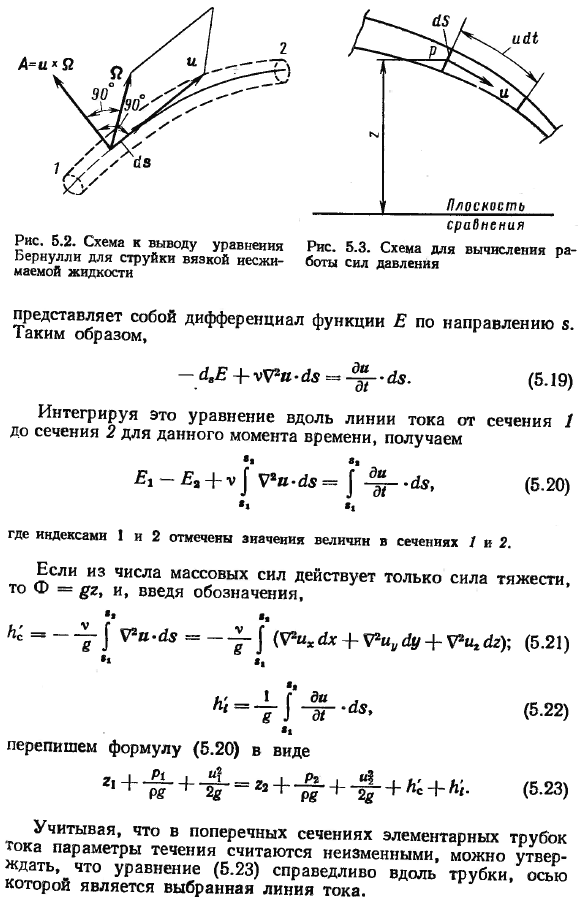 Уравнение Бернулли для струйки вязкой несжимаемой жидкости.