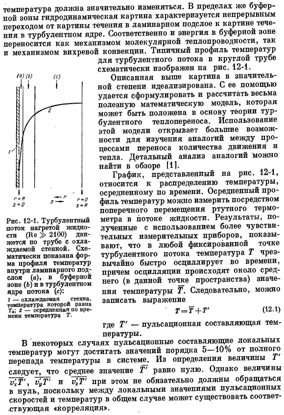 Пульсационные и средние по времени значения температуры