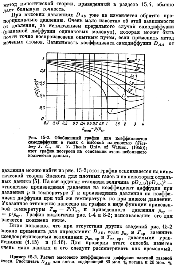 Зависимость массового коэффициента диффузии от температуры и давления