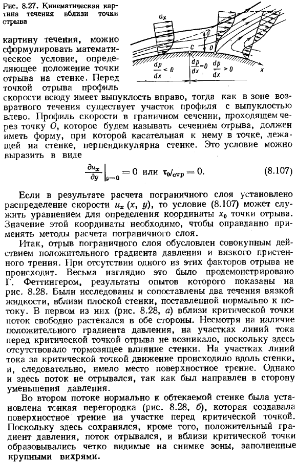 Влияние градиента давления и отрыв пограничного слоя