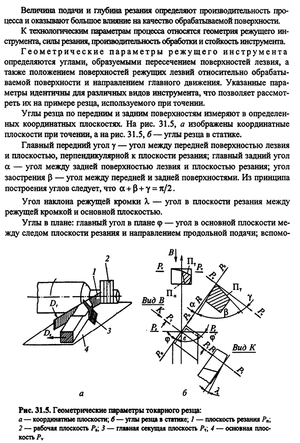 Параметры технологического процесса резания
