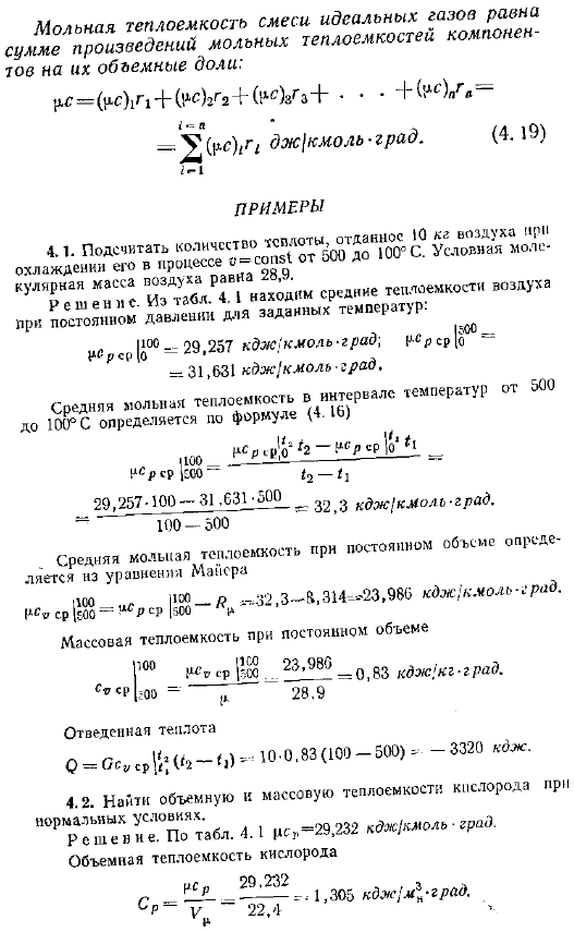 Теплоемкость смеси газов