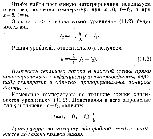 Теплопроводность плоской однослойной стенки
