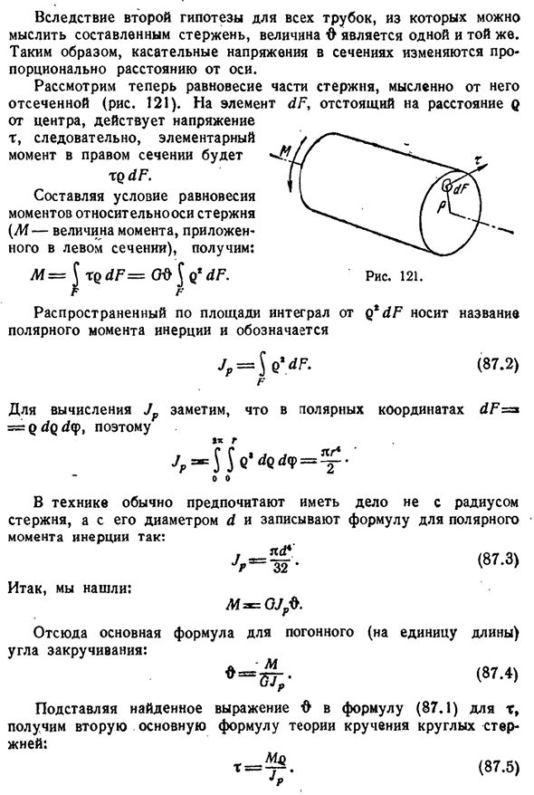 Кручение стержней круглого сечения