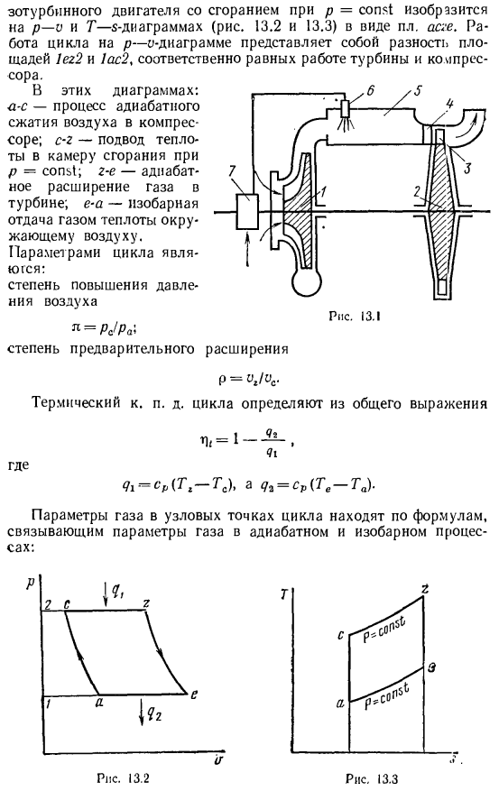 Цикл ГТУ с подводом теплоты при p = const