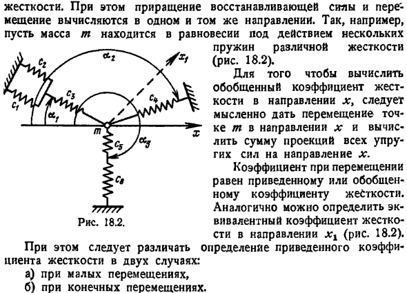 Свободные колебания системы с одной степенью свободы. Восстанавливающая сила и обобщенный коэффициент жесткости