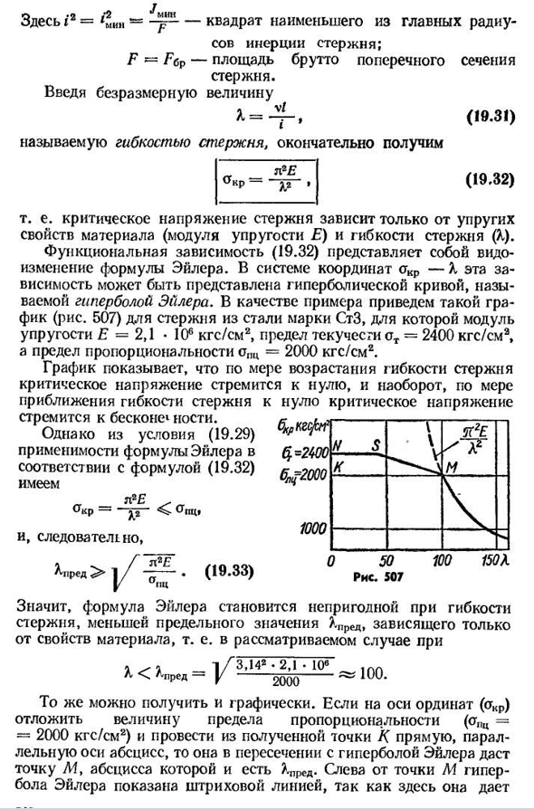 Понятие о потере устойчивости при напряжениях, превышающих предел пропорциональности