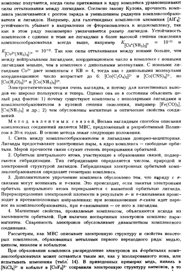 Природа химической связи в комплексных соединениях
