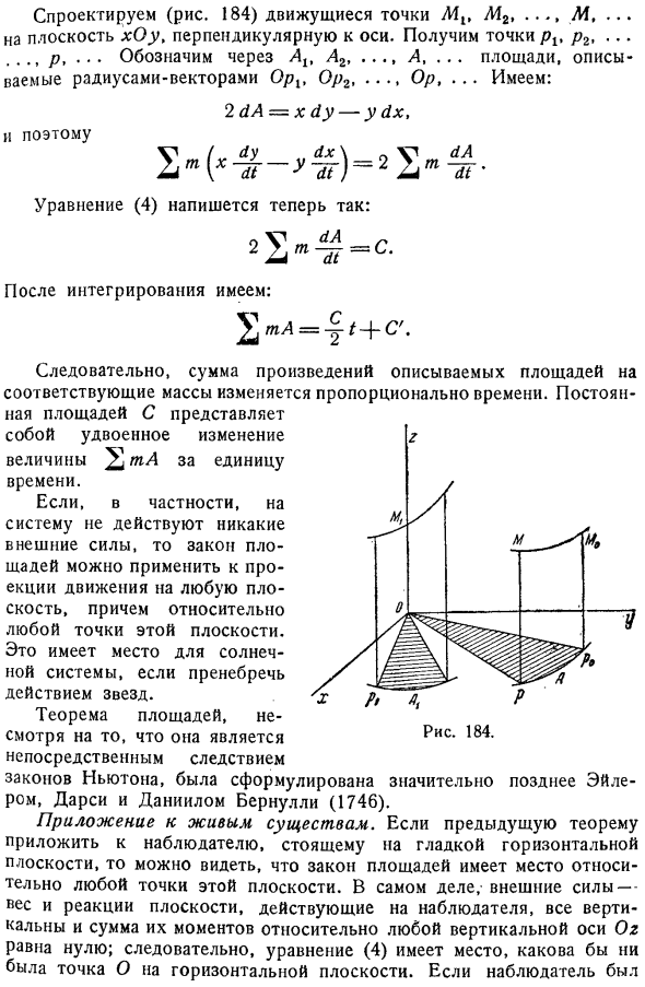 Доказательство теоремы моментов количеств движения или кинетических моментов