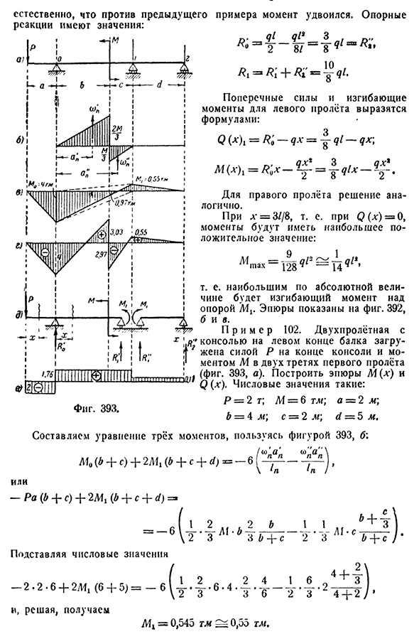Примеры расчёта неразрезных балок