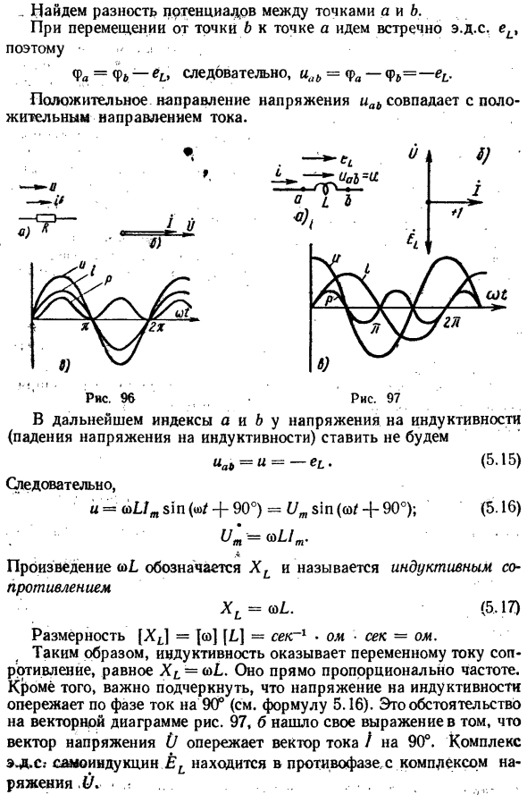 Индуктивность в цепи синусоидального тока