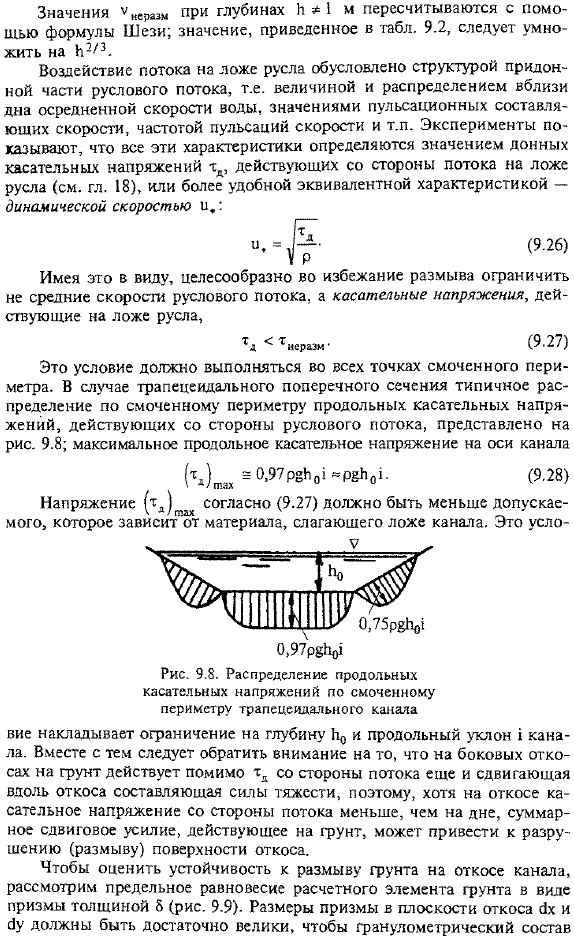 Предотвращение размыва грунтовых каналов (метод влекущей силы)