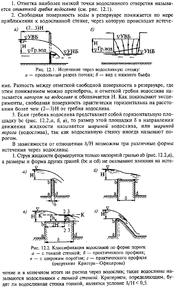 Основная терминология и классификации водосливов