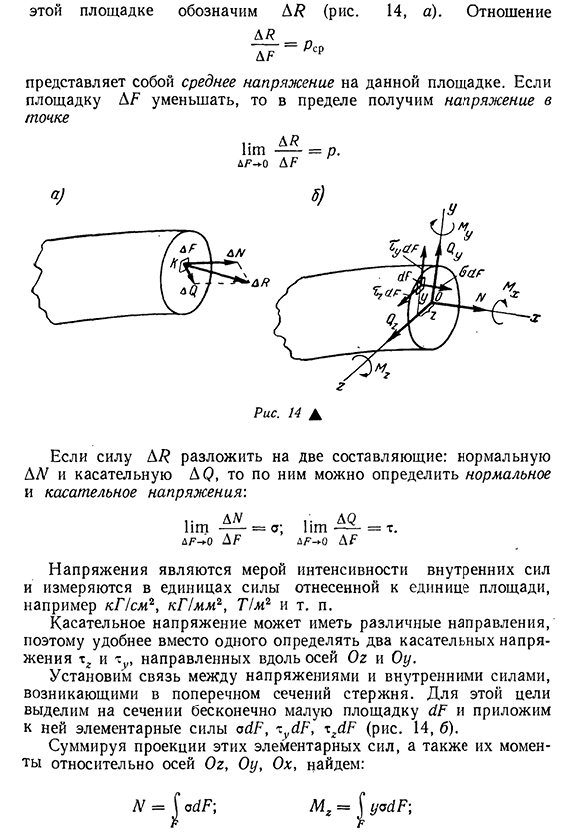 Понятие о напряжениях и деформациях в точке