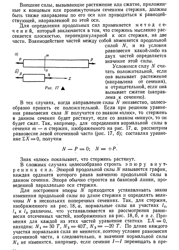 Продольные силы и их эпюры