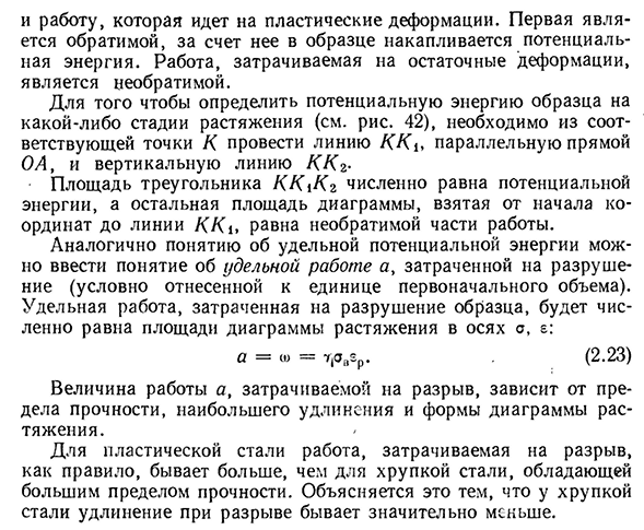 Полная работа, затраченная на разрыв образца