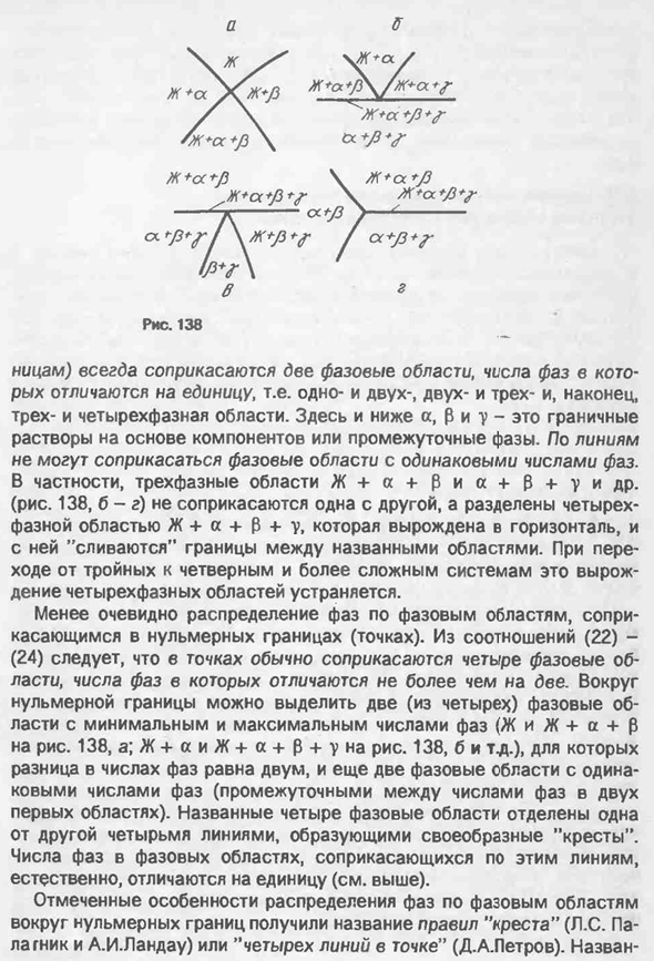 Правила о соприкасающихся пространствах состояния и числе фаз в этих пространствах