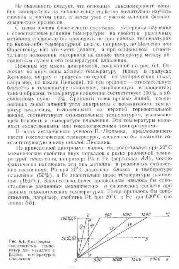 Влияние температуры нагружения и деформирования. Значение влияния температуры и сходственные (гомологические) температуры