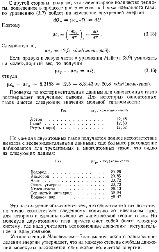 Теплоемкость идеального газа