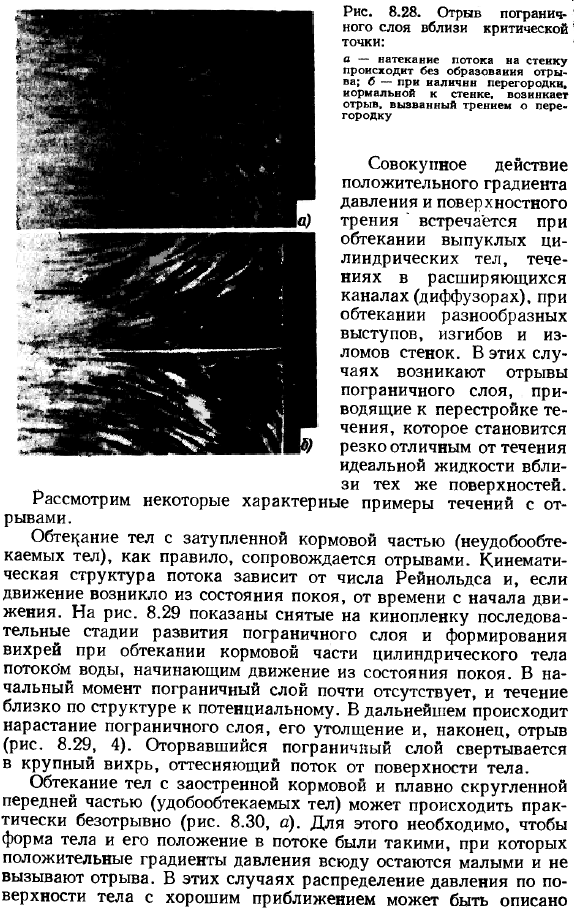 Влияние градиента давления и отрыв пограничного слоя