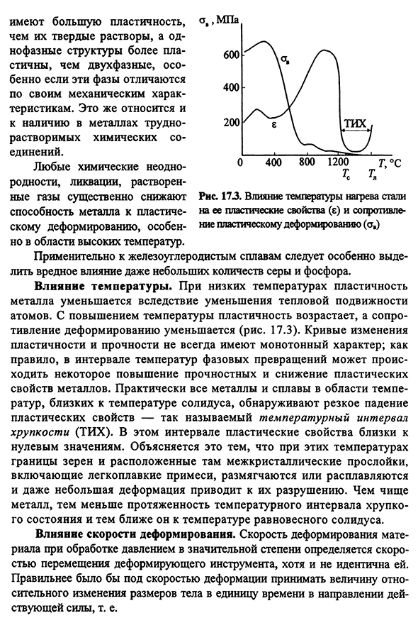 Влияние различных факторов на пластичность металлов и сопротивление пластическому деформированию