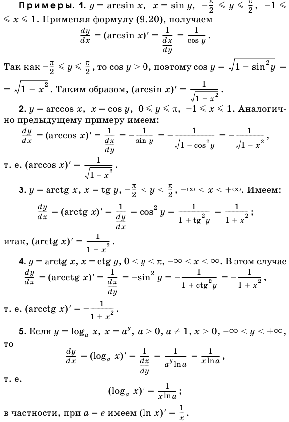 Производная обратной функции