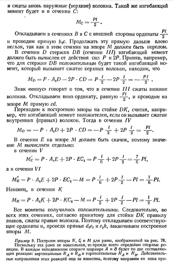 Построение эпюр для рам