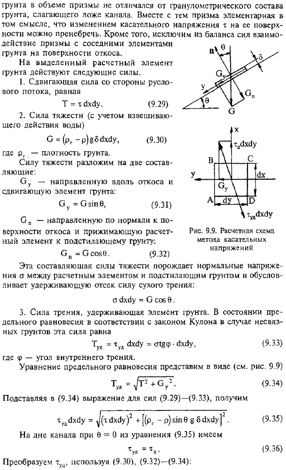 Предотвращение размыва грунтовых каналов (метод влекущей силы)