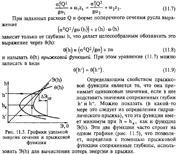 Основное уравнение гидравлического прыжка в цилиндрическом русле