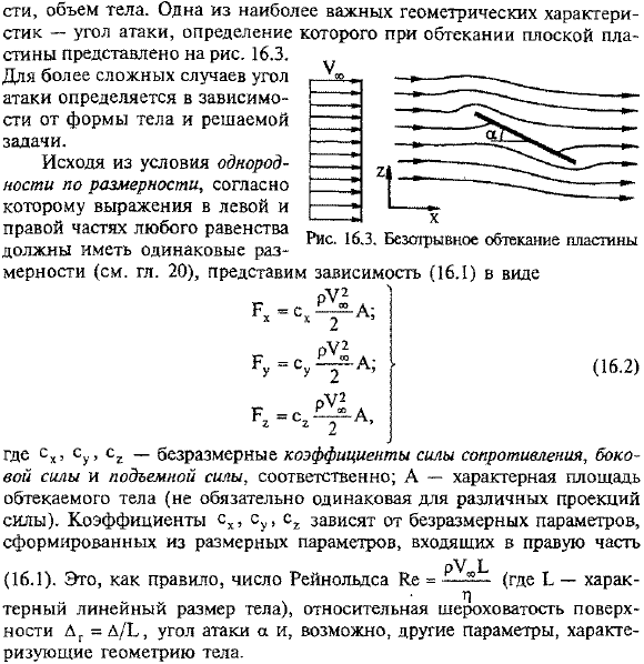 Силы, действующие на обтекаемое жидкостью тело