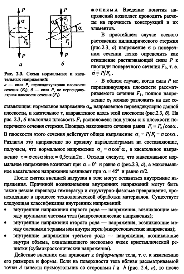 Общие понятия о нагрузках, напряжениях, деформациях и разрушении материалов