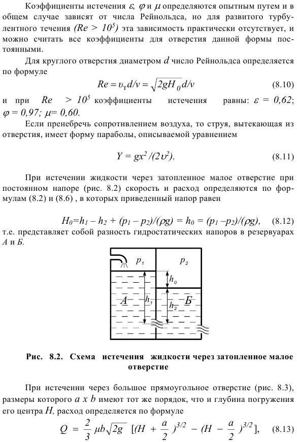 Истечение жидкости через отверстия и насадки