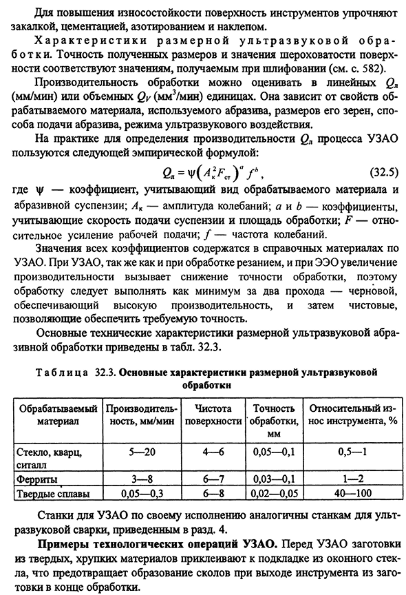 Ультразвуковая абразивная размерная обработка