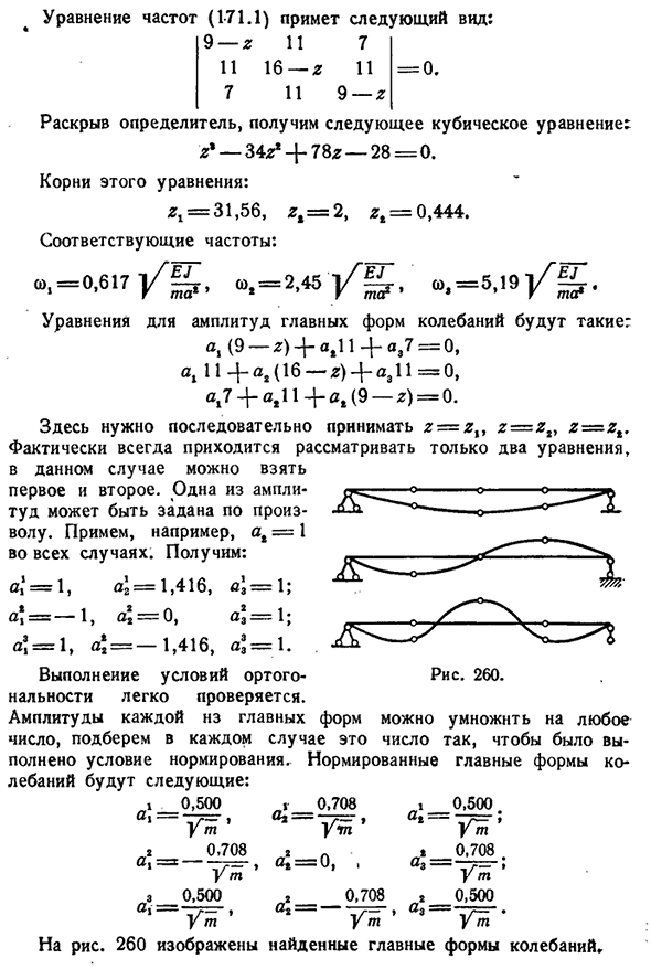 Собственные частоты и главные формы колебание