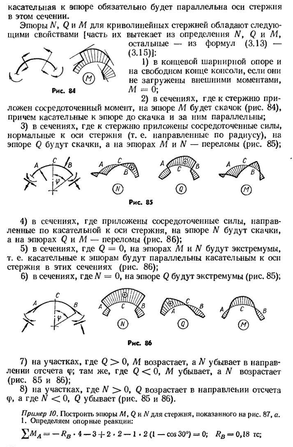 Дифференциальные зависимости при изгибе плоских криволинейных стержней