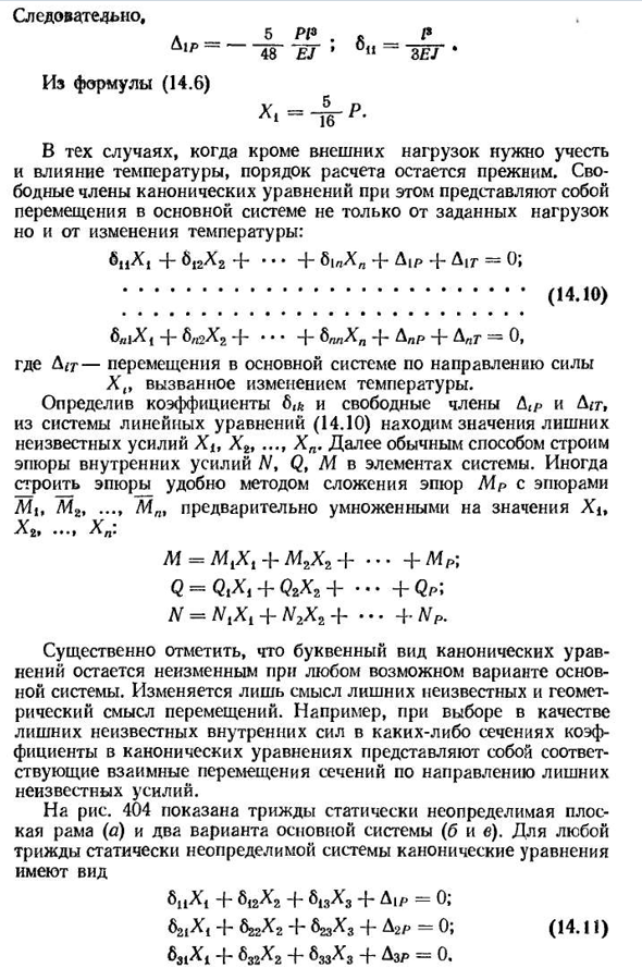 Канонические уравнения метода сил