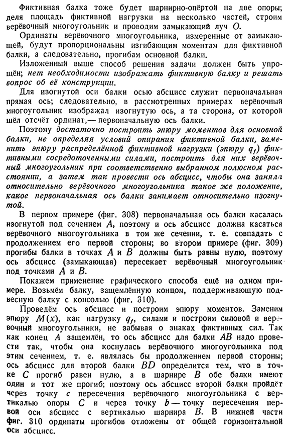 Графический метод построения изогнутой оси балки.