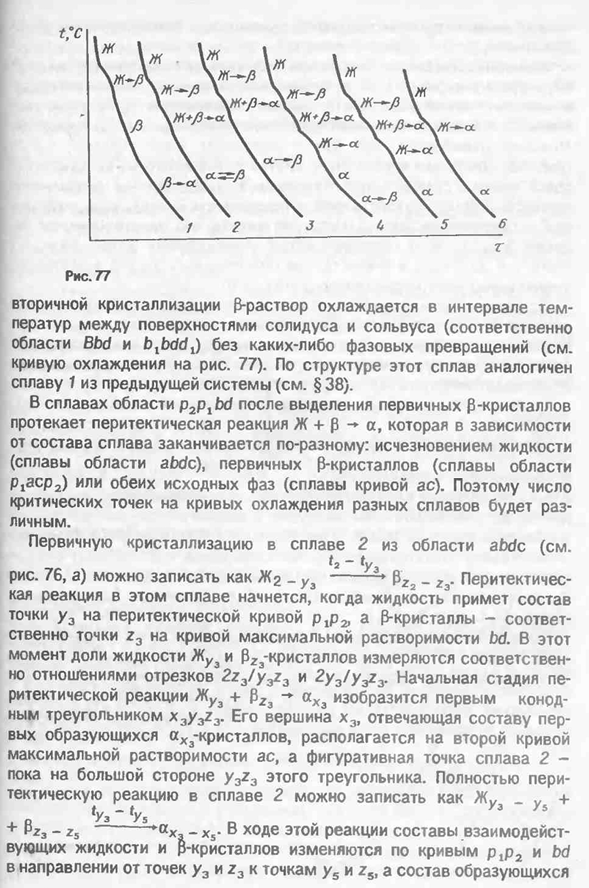 Диаграмма состояния системы с моновариантным перитектическим равновесием