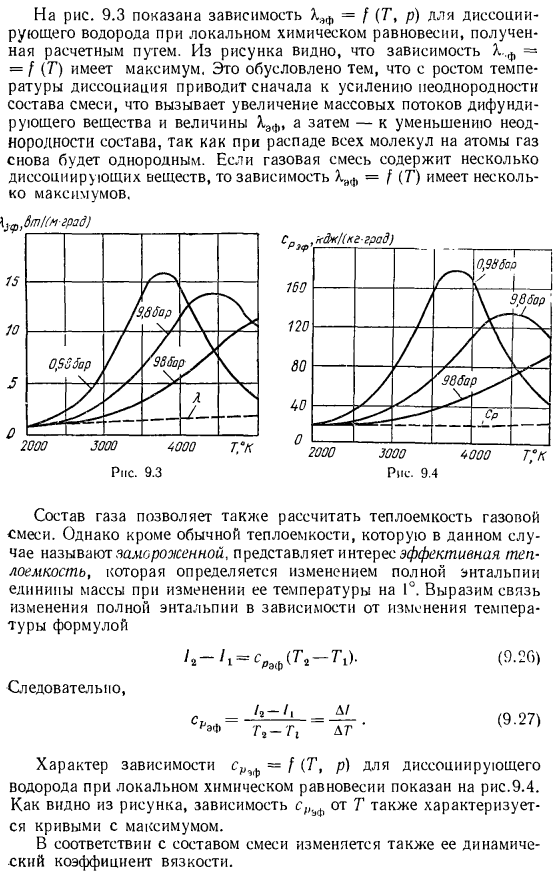 Физические свойства равновесно диссоциирующего газа