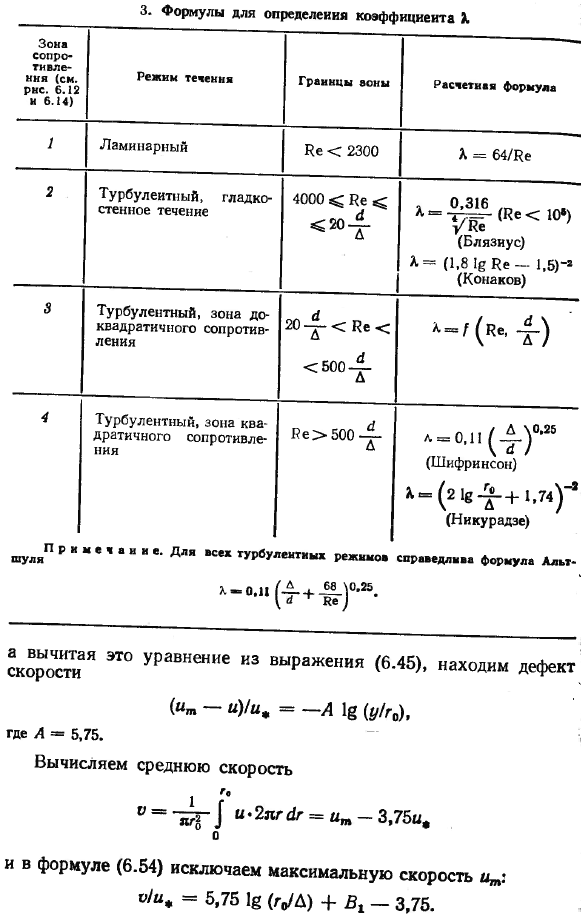 Сопротивление движению жидкости в трубах при турбулентном режиме.