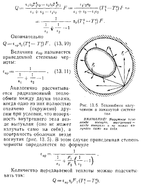 Теплообмен излучением между параллельными плоскостями