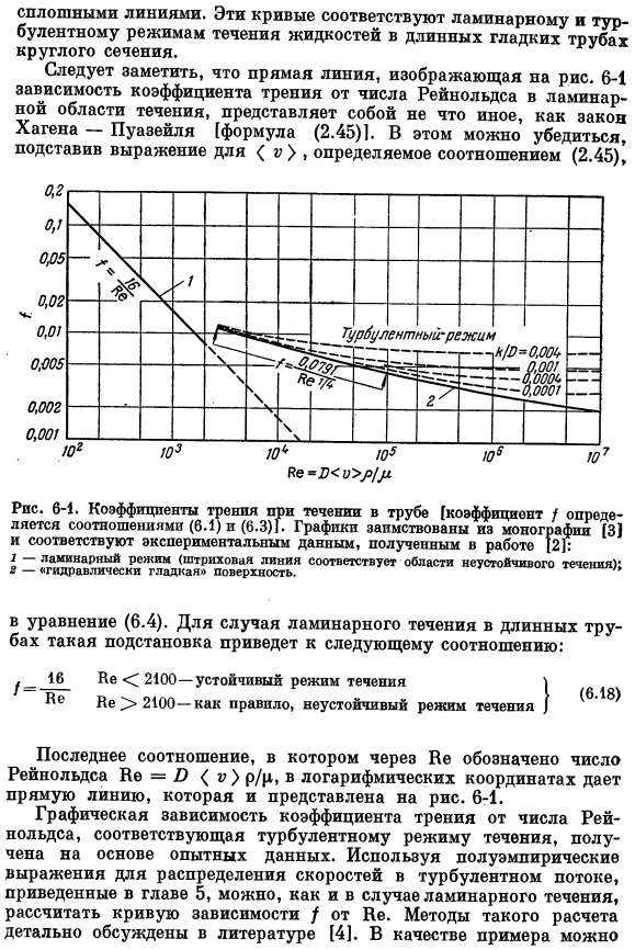 Коэффициенты трения для течений в трубах